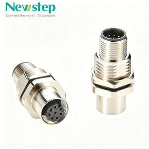 Connecteur traversant industriel Newstep M12 à 8 broches mâle-femelle, IP67, pour montage sur panneau, adaptateur de capteur, en cuivre plaqué or - Product Image 6