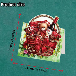 Carte de vœux en 3D pour <span class=keywords><strong>la</strong></span> Saint-Valentin avec découpe en diamant, motif ours, fleur et cœur - Product Image 3