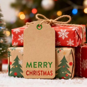 Étiquettes <span class=keywords><strong>de</strong></span> Noël personnalisées classiques avec ruban <span class=keywords><strong>de</strong></span> 10 m et motifs flocons <span class=keywords><strong>de</strong></span> neige rouges et verts pour arbres <span class=keywords><strong>de</strong></span> Noël - Product Image 3