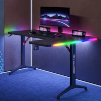 Bureau de jeu en forme de L avec éclairage RGB, commande en gros, fibre de carbone 18 mm, vente en gros