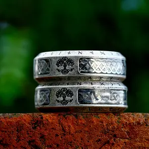 Custom Jewelry Punk Style Vintage 316L Stainless Steel Casting Viking Finger Ring For Women Men