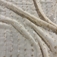 Tissu en Chiffon à Rayures Verticales avec Paillettes, Matière Transparente à Rayures et Perles Lourdes pour Robes, Jupes Mi-longues, Chemises et Gowns