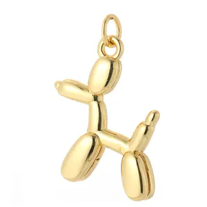Customized Brass 14K Gold Plated Cute Cartoon pendant Diy Jewelry Accessories Balloon puppy Charm Jewelry Making Charms