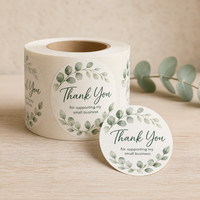 Adesivi Personalizzati di Ringraziamento in Rotolo, Etichette Adesive Impermeabili in Vinile PP, Adesivi Rotondi Sigillanti per Confezioni Regalo e Prodotti da Forno