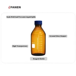 Fanen 도매 1000ml 앰버 화학 유리 미디어 병 실험실 밀폐 나사 캡 붕규산 시약 병