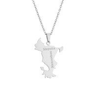 Pendentif Collier Bijou de Mode en Acier Inoxydable PVD Étanche Carte de l'Île de Mayotte France Vente en Gros pour Femmes Hommes