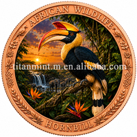 Médaille de collection en cuivre pur 999 de 1 Troy Oz, colorée aux UV, en relief, sur le thème de la faune, cadeau