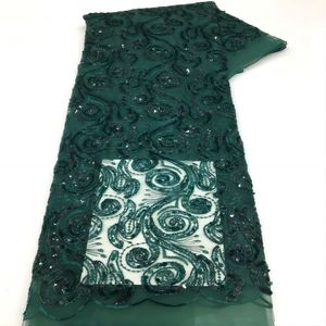 Afrikaanse Lovertjes Stof Kant Tule Draad Pailletten Net Kant Nieuwe Kant Polyester Borduurwerk Stof Plant - Product Image 1