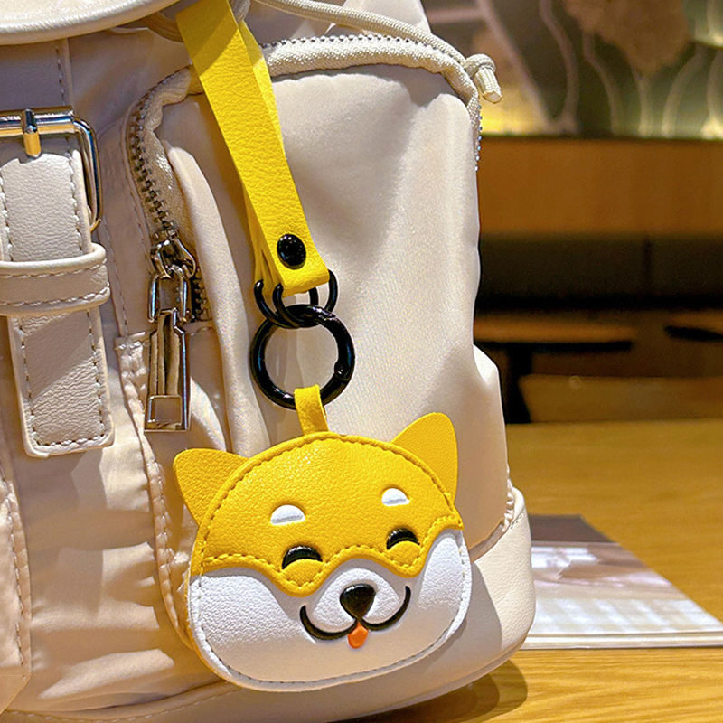 Wholesale PU Leather Cartoon Animal Keychain Cute 3D Animal Doll Lion Dog Panda Leather Pendant Car Key Chains Bag Charms