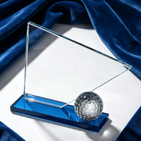 Trophées et plaques en cristal personnalisés directement de l'usine avec balle de golf pour les compétitions sportives – Récompense sportive en cristal pour le golf