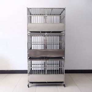 6 kapılı orta küçük paslanmaz çelik evcil hayvan kafesi üç katlı istiflenebilir kapalı/açık kulübesi kutu ambalaj köpek kafesi satışa - Product Image 3