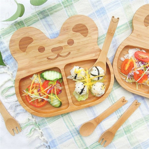 Offre spéciale ensemble cuillère et bol en bambou pour enfants, assiette à dîner en bambou pour bébé avec support à ventouse en silicone - Product Image 3
