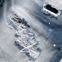 Shorts en jean pour hommes, style patchwork délavé, effet déchiré, streetwear personnalisé, imprimé à l'encre, haute qualité, vente en gros, fabricant