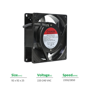 Ventilateur SUNON SF23092A 2092HBL.GN OEM 92x92x25mm 220-240VAC 0.07/0.06A 14.5/14W 2350/2850RPM 30/37CFM à roulement à billes pour armoire et onduleur - Product Image 2