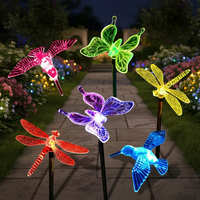 Solar-Garten-Dekorationsleuchte LED-Rasenlampe Libelle Schmetterling Kolibri Tierform Ländliches Design Bodenstecker für Außenbereich