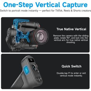 Stabilisateur de caméra FeiyuTech SCORP-C2, charge utile de 3,5 kg, suivi IA intégré, stabilisateur vidéo professionnel, 2 piles AA - Product Image 5