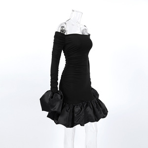 เดรสสั้นรัดรูปเปิดไหล่สำหรับผู้หญิง แต่งระบายชายกระโปรง เหมาะสำหรับงานปาร์ตี้ คลับ และงานทางการ - Product Image 5