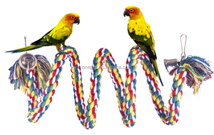 Cotton Rope for Bird Perch <strong>Pet</strong> Birds Climbing Frame Pole Bird Bungee <strong>Toys</strong> <strong>Parrot</strong> Chew <strong>Toys</strong> <strong>Parrot</strong> Rope Perch With Bells - Product Image 2