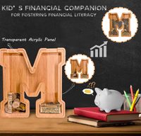 Alcancía de Madera con Letras de Dibujos Animados Personalizada de Alta Calidad, Caja de Ahorro de Monedas para Cumpleaños y Festividades