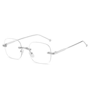 Gafas Ópticas Plateadas Sin Montura, Lentes Transparentes Cr39, Montura Mediana, Diseño Unisex - Product Image 3