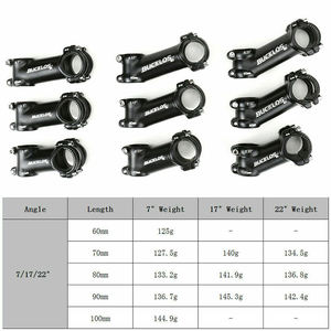 BUCKLOS - Poste de <span class=keywords><strong>Manillar</strong></span> para Bicicleta de Carretera de 31,8 mm, 60, 70, 80, 90, 100 mm, Ángulo de 7, 17, 22 Grados, para Bicicleta de Montaña XC AM - Product Image 2