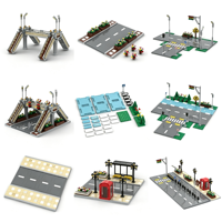 Placas Base Compatibles para Ciudad y Carretera y Set de Construcción de Puentes Peatonales, Juguete Modular de Construcción de Escenas Urbanas DIY para Todas las Edades