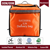 Sac isotherme extensible réfléchissant orange, grand format, avec doublure en aluminium, pour livraison de repas en gros, directement de l'usine