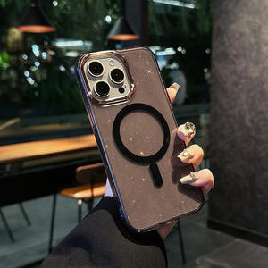 Coque de téléphone compatible avec iPhone 17 Pro Max, anneau de protection d'objectif magnétique électroplaqué à paillettes dorées pour coque transparente Apple 15 - Product Image 5