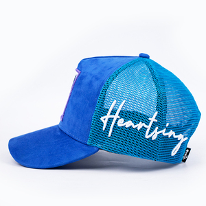 Hochwertige Sport Blue Custom Woven Patch Tier Schmetterling Logo Verstellbare 5 Panel Wildleder Trucker Hut für Männer Frauen - Product Image 3