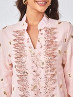 Robe longue ample en maille rose brodée de perles, col en V, manches longues, Abaya Kaftan, robe de soirée élégante pour femmes, grande taille, vente en gros