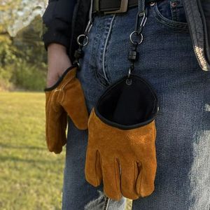 Guantes de barbacoa de cuero vacuno resistentes al calor y antideslizantes, portátiles, ignífugos, de cuero genuino, antideslizantes, para pesca. - Product Image 1