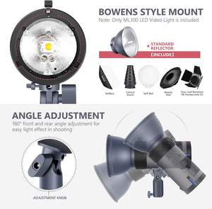 Flash de Estudio para Exteriores <span class=keywords><strong>NEEWER</strong></span> Q300 de 300 Ws y 2.4 G con Disparador Inalámbrico Compacto Q, Batería de Iones de Litio de 7800 mAh, Luz Estroboscópica - Product Image 6