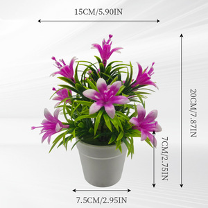Planta Artificial de Lirio en Maceta de 20 cm, Flores de Plástico Rojas, Decoración de Interiores, Adorno Artesanal para el Hogar - Product Image 2