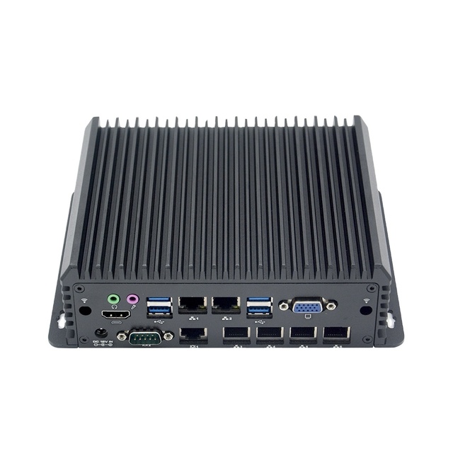 XLW Industrial Mini Pc Fanless Intel J1900 HD VGA 6 RJ45 LAN 6 USB DC 12V RS232 485 DB9 COM Linux Embedded Industrial Computer