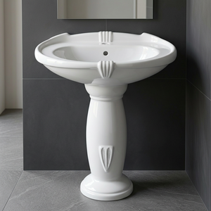 Wash Basin Pedestal <b>Ceramic</b> Bathroom Products Standard Export Quality Stain Resistance Rustic Hand Wash Basin Sanitary Ware Sink - Product Image 5