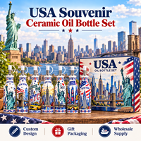 Bouteille d'huile d'olive en céramique souvenir de New York, États-Unis, avec impression de monuments américains, distributeur d'huile en porcelaine pour boutique de souvenirs, cadeau, vente en gros