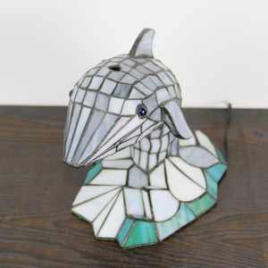 LongHuiJing Antique Stained Glass Dolphin Pattern Lampshade Tiffany Lamp for Hotel Decoration - Product Image 5
