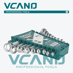 VCANO 10 pièces Clés <span class=keywords><strong>à</strong></span> <span class=keywords><strong>pipe</strong></span> combinées en acier au chrome-vanadium, texture antidérapante fine, pour réparation industrielle et bricolage, avec <span class=keywords><strong>support</strong></span>, système métrique - Product Image 3