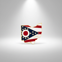 GREPAS GIFTS Épinglette de revers en forme de drapeau de l'État de l'Ohio plaqué or, 1,25 pouce