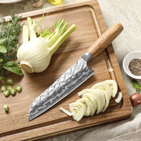 XINZUO Gehamerd Patroon Damascus Staal Olijfhouten Scherp Santoku Mes voor Professionele Koks, voor het Snijden van Vlees en Groenten in de Keuken