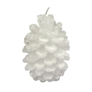 Candela a Cono Bianca Artigianale per Aromaterapia con Glitter, Cera Profumata Originale, Decorazione Natalizia o Pasquale - Product Image 1