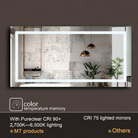 Luxury Custom Size Antifog Frameless Illuminated Bathroom Mirror Wall Mounted Smart Led Mirror With Time Display