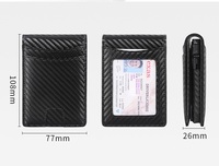 Dompet Kartu Tipis Serat Karbon Pria Mewah, Penjepit Uang Minimalis, Dompet Pintar Pendek Terbuka, Dilengkapi RFID Protector, Motif Garis Polyester