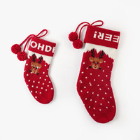 Pull de Noël mignon pour enfants, unisexe, personnalisable, en acrylique tricoté, coupe ample, motif élan, ensemble familial de vêtements de Noël en tricot, trois pièces