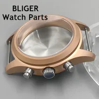 Boîtier de montre pilote en acier inoxydable VK67, quartz, 38 mm, verre saphir bombé, or rose, étanche 100 m, compatible VK63/VK64/VK67, pièces de montre pour homme