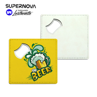 Ouvre-bouteille promotionnel en acier inoxydable de forme carrée moderne avec cuir PU pour impression par sublimation