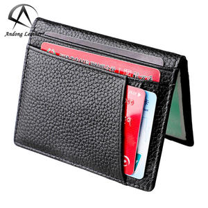 Portefeuille porte-cartes Andong pour homme en cuir de vache véritable, portefeuilles fins, permis de conduire - Product Image 1