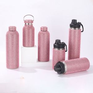 Mug de voyage de luxe en acier inoxydable avec strass roses, diamants et paille scintillante, couleurs personnalisées, cadeaux pour filles - Product Image 1