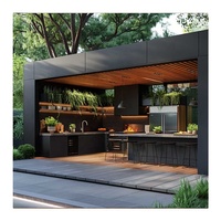 Armoire de cuisine moderne haut de gamme en acier inoxydable, ensemble résistant aux intempéries