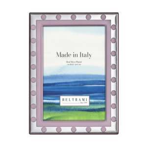 กรอบรูปเบลตรามี 4x6 ชุบเงิน พร้อมกรอบโลหะลายจุดสีชมพู - Product Image 1